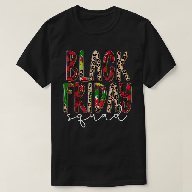Black Leopard Red Plaid Friday Squad, Merry Christ T-Shirt (Design Front)