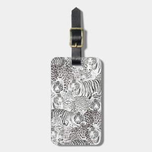 Black Leopard Tiger Animals Pattern Luggage Tag