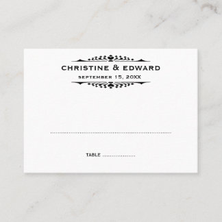 Black letter bold wedding escort seating place card