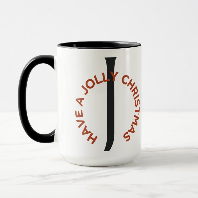  Black Letter J Red Text Have a Jolly Christmas  Mug (Left)