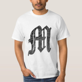 Black letter 'M' in Gothic style T-Shirt