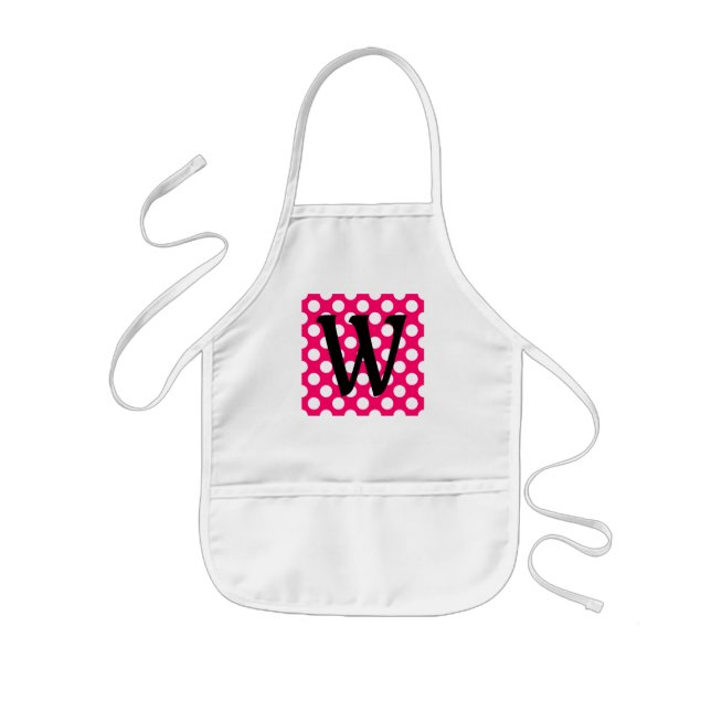 Black Letter Monogram on Polka Dots Kids Apron (Front)