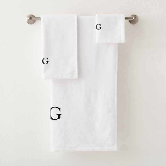 Black Letter Monogrammed Initial Towel Set (Insitu)