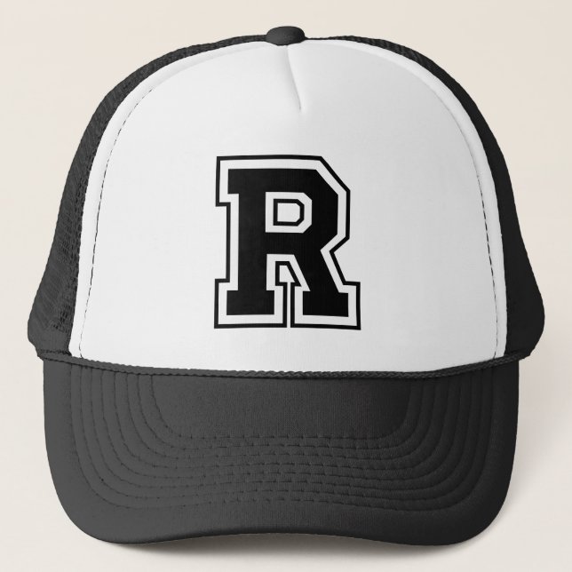 Black Letter "R" Trucker Hat (Front)