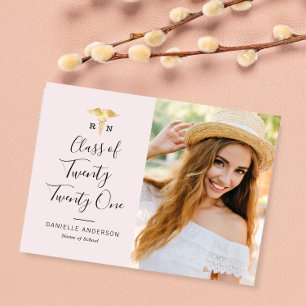 black lettering nursing graduation announcement  postcard