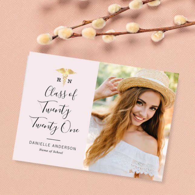black lettering nursing graduation announcement  postcard (Creator Uploaded)