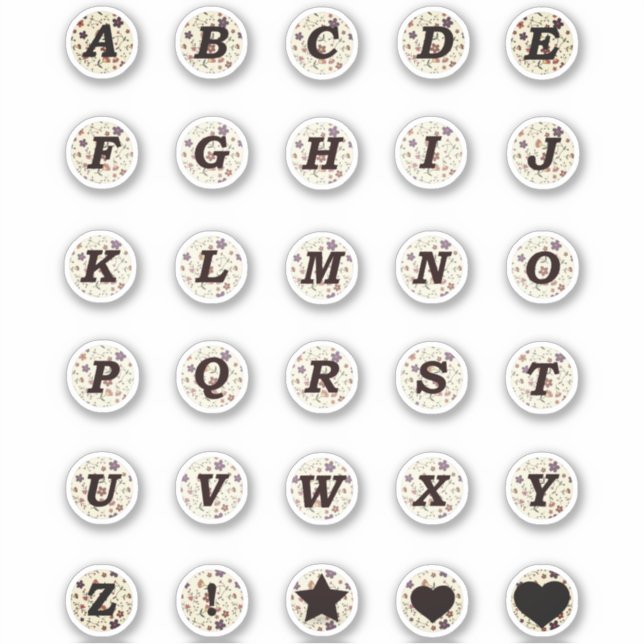 Black Letters Monogram Tiny Flowers Alphabet Beige (Front)