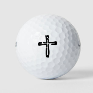 black letters of Jesus on the Cross Golf Balls