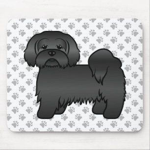 Black Lhasa Apso Cute Cartoon Dog Illustration Mouse Pad
