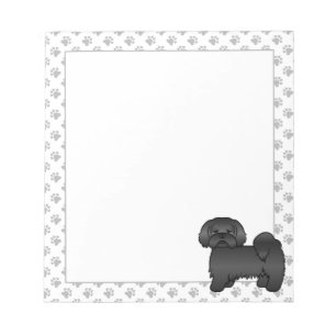 Black Lhasa Apso Cute Cartoon Dog Illustration Notepad