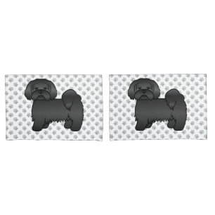 Black Lhasa Apso Cute Cartoon Dog Illustration Pillowcase