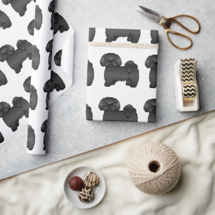 Black Lhasa Apso Cute Cartoon Dog Pattern Wrapping Paper