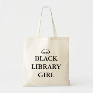 Black Library Girl Tote Bag