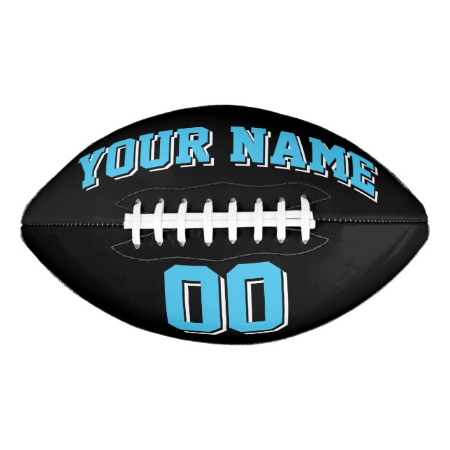 BLACK LIGHT BLUE AND WHITE Custom Football (Front)