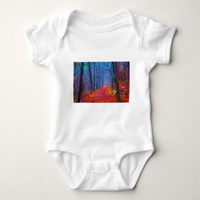 Black Light Forest Oil Painting Baby Bodysuit (Front)