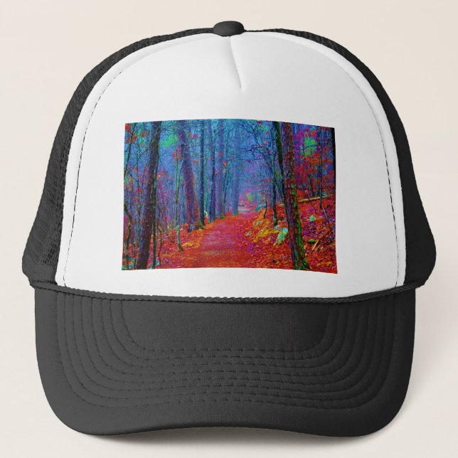Black Light Forest Oil Painting Trucker Hat (Front)