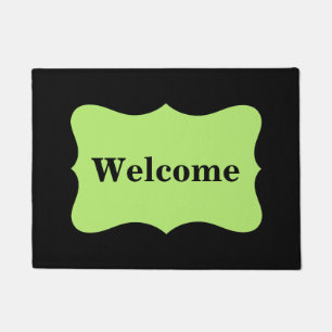 Black Light Green Welcome Custom Doormat