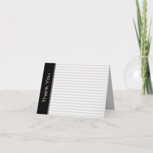Black Light Grey Chevron Pattern Thank You Card