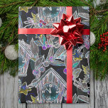 Black Light Neon Christmas Clock Pattern  Wrapping Paper<br><div class="desc">Introducing our Black Light Neon Glow Christmas Clock pattern design! This black light design will make your Christmas presents glow! The neon Clock pattern is perfect for kids, youth and teens. This design has metallic colouring and is festive, and will make your gifts stand out under the tree. Simply wrap...</div>