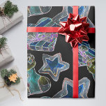 Black Light Neon Christmas Heart Pattern  Wrapping Paper<br><div class="desc">Introducing our Black Light Neon Glow Christmas Heart pattern design! This black light design will make your Christmas presents glow! The neon Heart pattern is perfect for kids, youth and teens. This design has metallic colouring and is festive, and will make your gifts stand out under the tree. Simply wrap...</div>