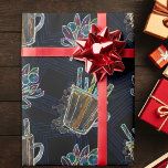 Black Light Neon Christmas Hot Chocolate Pattern  Wrapping Paper<br><div class="desc">Introducing our Black Light Neon Glow Christmas Hot Chocolate pattern design! This black light design will make your Christmas presents glow! The neon Hot Chocolate pattern is perfect for kids, youth and teens. This design has metallic colouring and is festive, and will make your gifts stand out under the tree....</div>