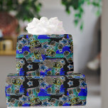 Black Light Neon Christmas Stocking Pattern  Wrapping Paper<br><div class="desc">Introducing our Black Light Neon Glow Christmas Stocking pattern design! This black light design will make your Christmas presents glow! The neon Stocking pattern is perfect for kids, youth and teens. This design has metallic colouring and is festive, and will make your gifts stand out under the tree. Simply wrap...</div>