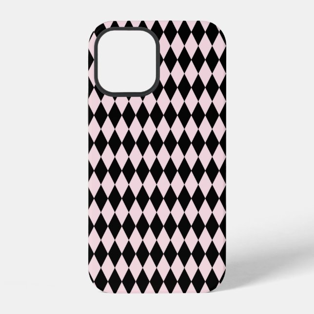 Black & Light Pink Stripe Pattern Minimal Abstract iPhone Case (Back)