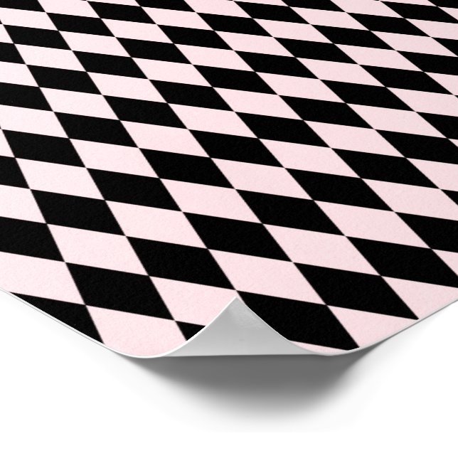 Black & Light Pink Stripe Pattern Minimal Abstract Poster (Corner)