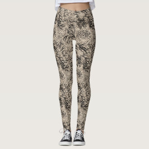 Black/ Light Tan Animal Print Women's Leggings