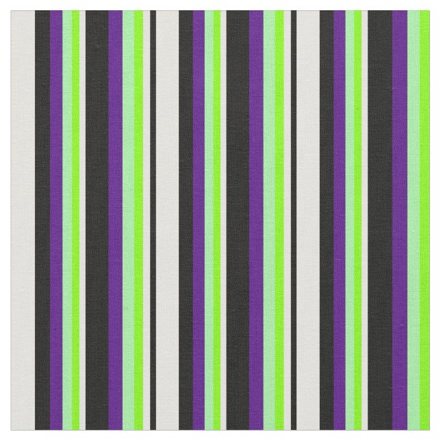 Black, Light Yellow, Chartreuse, Green, and Indigo Fabric (Close Up)