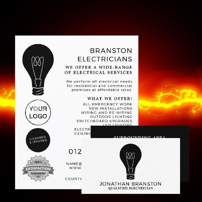 Black Lightbulb, Electrician Advertising Flyer (Creator Uploaded)