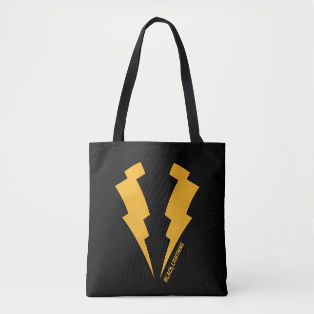 Black Lightning Bolts Graphic Tote Bag (Front)