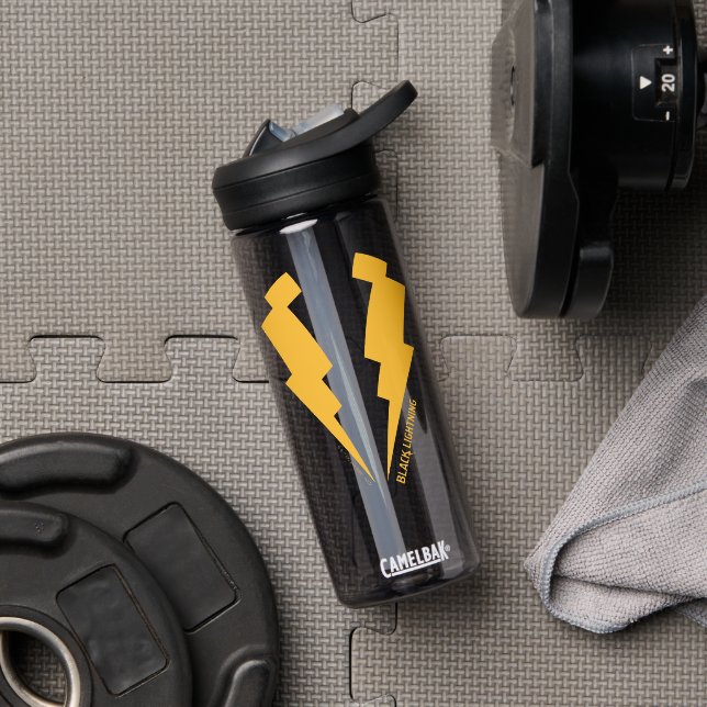 Black Lightning Bolts Graphic Water Bottle (Gym)