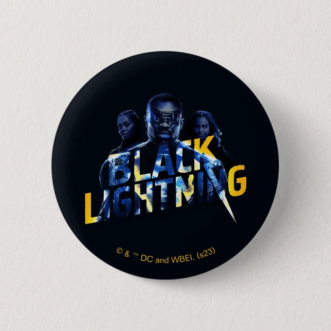 Black Lightning Heroes Graphic 6 Cm Round Badge (Front)