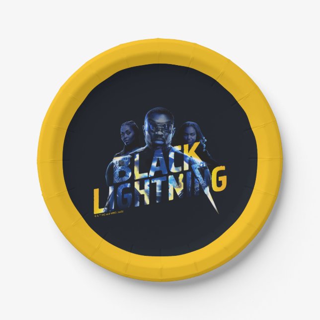 Black Lightning Heroes Graphic Paper Plate (Front)