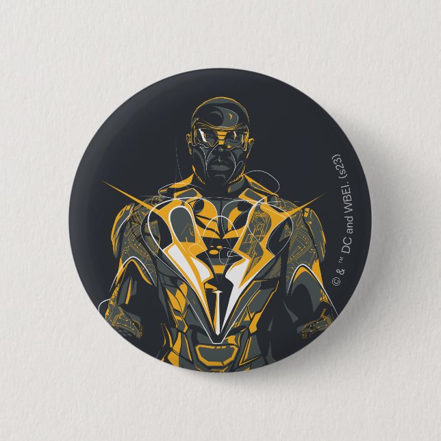 Black Lightning Illustration 6 Cm Round Badge (Front)