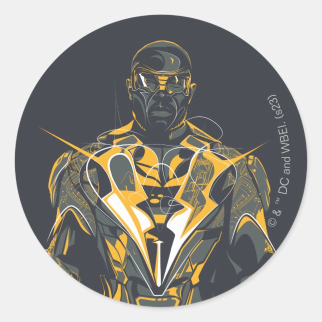 Black Lightning Illustration Classic Round Sticker (Front)
