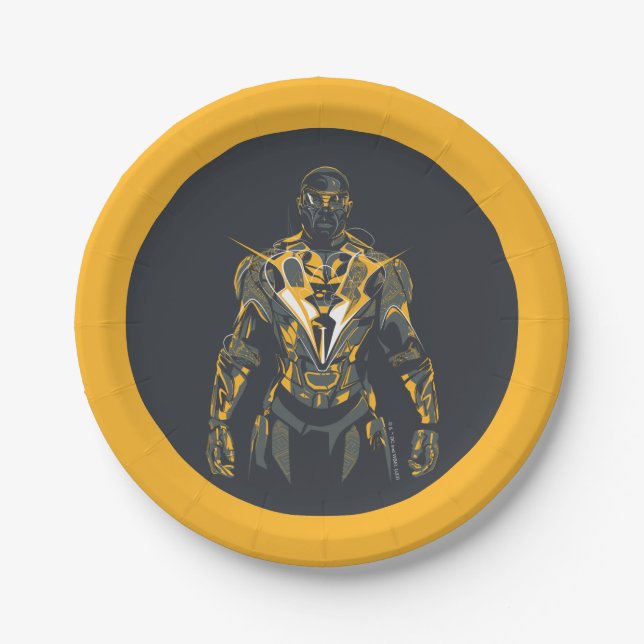 Black Lightning Illustration Paper Plate (Front)