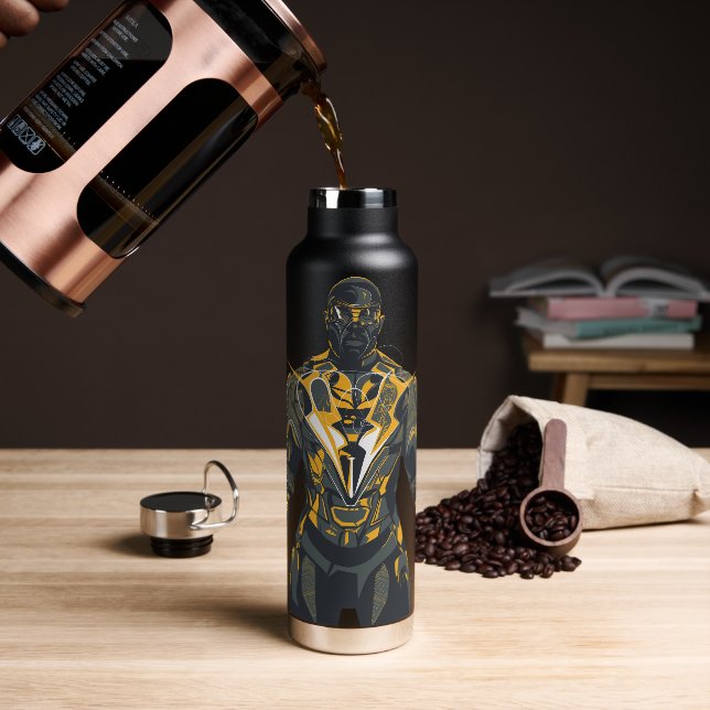 Black Lightning Illustration Water Bottle (Coffee)