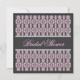 Black & Lilac Damask Lace Jewel Bridal Shower Invitation
