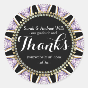 Black+Lilac Sun Sparkle Chalkboard Thanks Stickers
