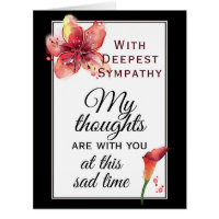 Black Lily floral Sympathy Card