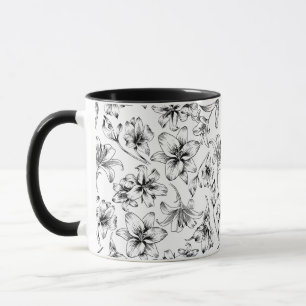 Black Lily Flowers Mug