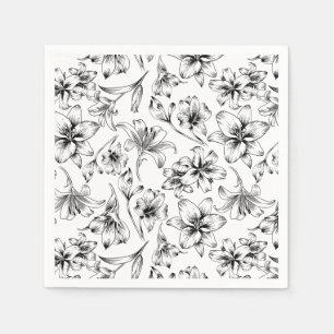 Black Lily Flowers Napkin