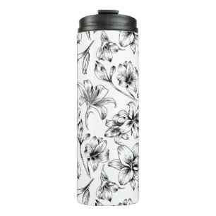 Black Lily Flowers Thermal Tumbler