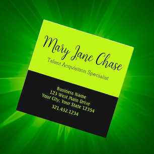 Black Lime Colourful Modern Square Business Card