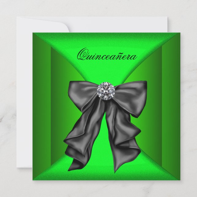 Black Lime Green Qiunceanera Invitation (Front)