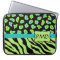 Black, Lime Green & Turquoise Zebra & Cheetah Skin