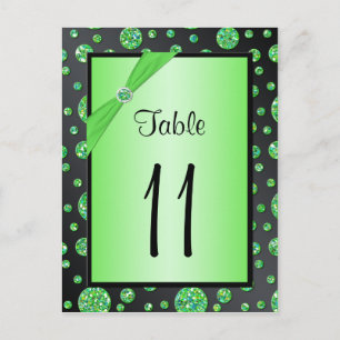 Black Lime Polka Dots Table Number Postcard