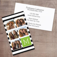 Black Lime Striped Photo Collage Custom Monogram